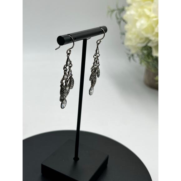 Silpada Vintage W2795 Sterling Silver 925 Cascading Chandelier CZ Earrings - Picture 4 of 8